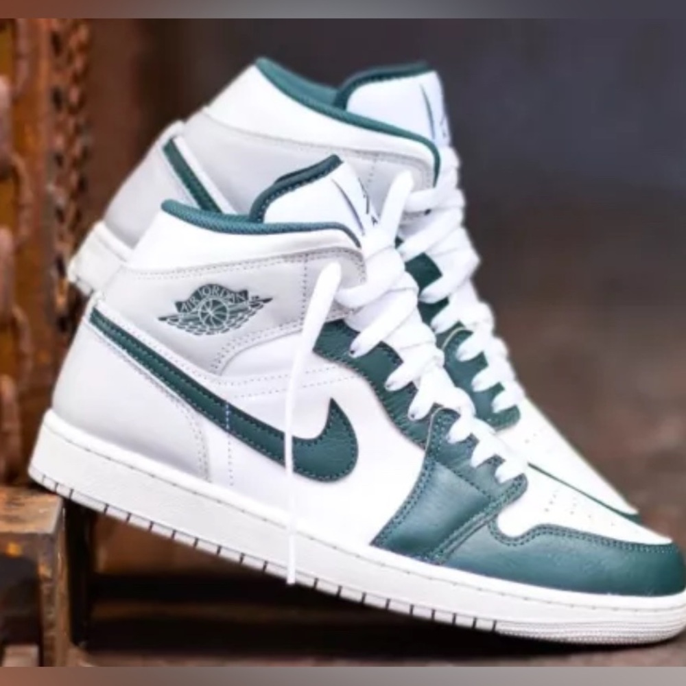 Nike Air Jordan 1 Mid Shoes Oxidized Green White Grey FQ7720-103 Men’s NEW